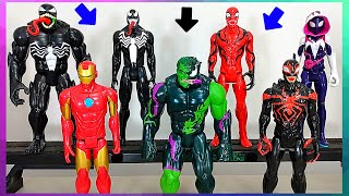 7 Bonecos Hulk Venom,Carnificina,Ghost Spider,Miles Morales Venom,Homem de Ferro-Spiderman-Marvel