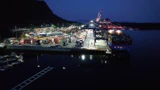 Fairview Container Terminal at night - DJI Air 2S