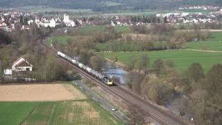 Voith Maxima mit GATX Kesselwagen am 3.4.16 bei Nabburg (Plentl-Kreuz) Richtung Regensburg