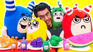 Oddbods ile eğitici video. Nail Baba oyuncaklara kendi renklerinde meyve sebze yediriyor