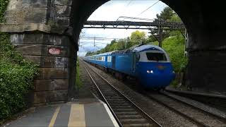 Blue Pullman HST 43046 & 43049 pass Hartford Station Cheshire  22nd May 2022