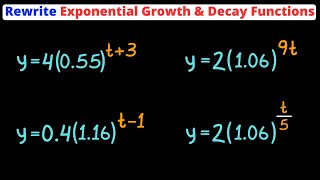 Rewriting Exponential Growth & Decay Functions | Isolate 't' | Eat Pi