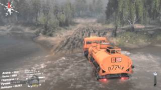 Spintires 2015 gameplay KAMAZ 6520 trucks on the roads in the mud