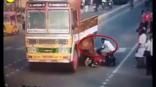 ஓட்டுனரின் திறமையால் உயிர்தப்பிய பெண்கள் | girls escaped from an accident