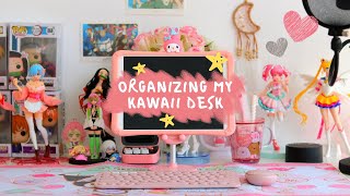 Organizing my Kawaii Aesthetic Desk! رتب معي مكتبي