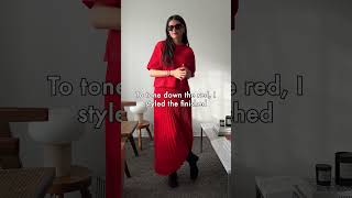 UNIQLO:C STYLING Red Pleated Skirt, T-Shirt Outfit | Margiela Tabi Boot, ALAÏA Heart Bag #uniqloc