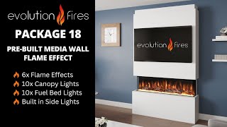 Evolution Fires Pre-Built Media Wall Package 18 Flame Effect.