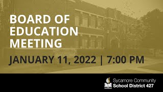 Board of Education Meeting  - January 11, 2022