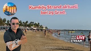 Kumköy Strand aktuell bei 29 Grad.