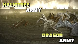 All Dragon Army Vs Haligtree Army -  Raging Fire Melts Malenia's Blade -  Elden Ring Civil War