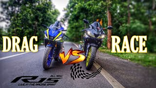 Yamaha R15 V4 VS R15 V3 Drag Race || R15 V3 BS4 VS R15 V4 BS6 || DRAG RACE||