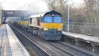 Colas Rail 66 passing through Watton-at-Stone 24/12/18