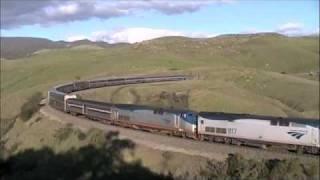 Amtrak Coast Starlight at the Horseshoe Curve on Cuesta Pass near San Luis Obispo, CA