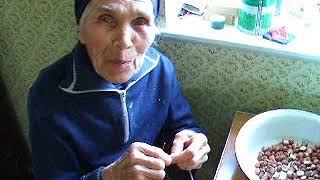 Tonia ბებია preparing Churchkhela in Gurjaani გურჯაანი