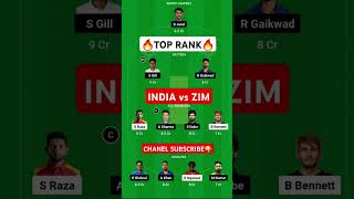 IND vs ZIM Dream11 Team Prediction Today 2024