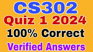 CS302 Quiz 1 Graded 2024 || Cs302 Smester Quiz 1 Graded 2024|| Cs302 Quiz 1 2024