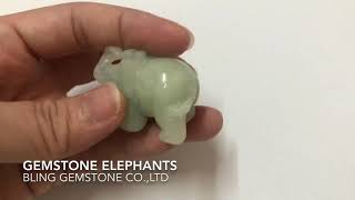 Semi precious stone elephants carvings