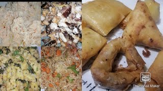 Ramadan food perp 4 type samosas  fillings Date and nuts, chicken veg noddle, chicken cheese, Alu