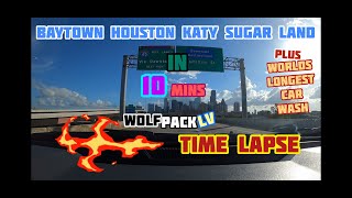 Travel Baytown Houston Katy Sugar Land Texas in 10 mins time lapse plus world record car wash.