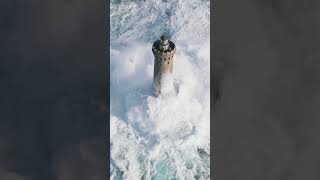 Waves Crash Against An Incredible Lighthouse During A Stormy Sea #shorts