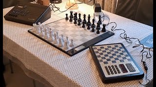 Fidelity Chess Challenger Voice plays a chess game against SciSys MK IV