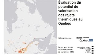 Webinaire Réseau Énergie et Bâtiments - Le potentiel de valorisation des rejets thermiques au Québec