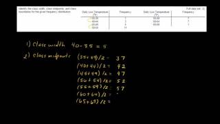 Finding class width, class midpoints & class boundaries