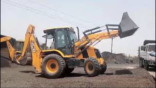 2 Backhoe loader JCB 3DX plus and JCB 3DX Plus 4x4 working on Hot mix plant Dump Truck loading