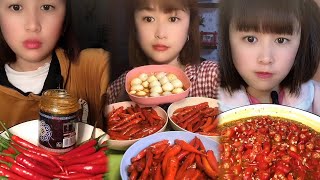 Crispy Giant Shrimp Cutlets | Garlic chili eating show | spicy hot pot with alots off chili 🌶️🔥🥵