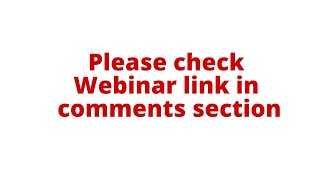 ALERT | Webinar link changed