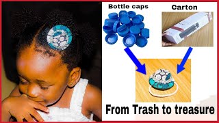 How to Make plastic bottle cap hair clips/ how to make a mini hat/ bottle cap recycling ideas