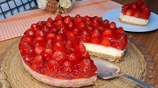 📣ARTIK PASTANEDEN ALMAYA SON‼️ASLA ÇATLAMAYAN ÇİLEKLİ CHEESECAKE TARİFİ /Yasime'nin Mutfağı