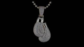 Iced Out Boxing Gloves Pendant By Harlembling Iced Out in CZ Or Moissanite -14k Gold Over 925 Silver