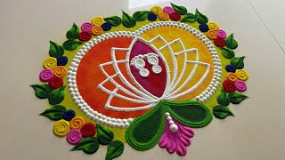 easy laxmi charan rangoli/ navratri, diwali rangoli design/ rangoli design for festival