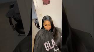 Jet Black Straight Sleek Frontal Wig Install‼️ #viral #wigs #hairstyle #beauty #hair #ideas #foryou