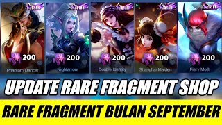 BOCORAN UPDATE RARE SKIN FRAGMENT SHOP BULAN SEPTEMBER 2023 - MOBILE LEGENDS