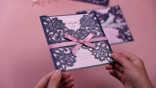 Different Navy & Pink Wedding Invitations Real Show-Pro Wedding Invites