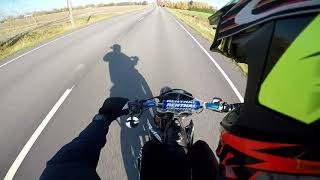 Drac Supermoto/Rieju MRT sound and top speed Kuriton vakioputki vs Leovince X fight