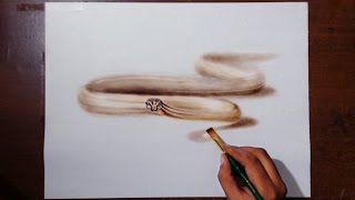 Drawing a snake -- Oil painting dry brush + Prismacolor pencils