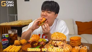 Bites Only Giant Burgers Corn Dogs Hashbrowns Fries Fried Chicken Cheese Sticks Gongsam Table Asmr