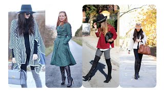 Hat fashion/leather coat/scarf fashion/boots @Fashion.spot4466 #fashionblogger