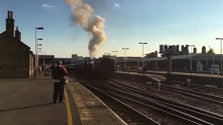 LNER pacific steam locomotive flying Scotsman leaves Sheffield tender working shildon to barrow hill