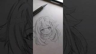 easy way to draw paimon hair from genshin impact #shorts