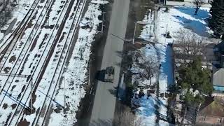 Ukrainian fighters striking a Russian truck with an RPG-22 reportedly near Kozacha | slave Ukraine