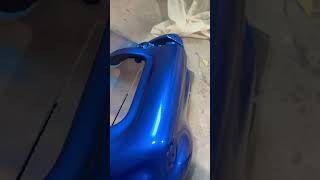 This Harley Davidson Custom Airbrush Metal Flake Sonic Blue Pearl is Statement making