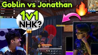 GOBLIN vs JONATHAN 1v1 🥵 Players Reaction 😱 BLIND Hattrick Chicken 🇮🇳