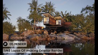 TIME-LAPSE: How To Render an d5 render Container Beach House Exterior Design Scene In 5 Minutes