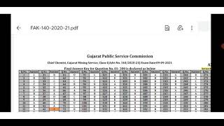 GPSC CHIEF CHEMIST FINAL ANSWER KEY 2021|GUJARAT MINING SERVICE CHIEF CHEMIST FINAL ANSWER KEY 2021|