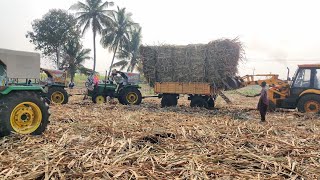 2 John Deere 5310+JCB😉👍💪🔥 HEAVY SUGARCANE LOADEDTROLLEY #sugarcanetractor