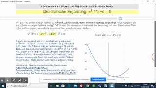 Mathbydoing, die Mathe-App, Desktop: Aufgaben mit 2 Variablen, Quadratische Ergänzung, Screencast